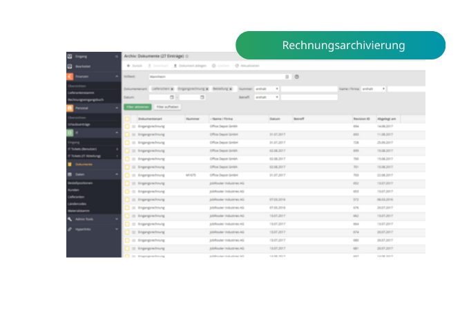 Screen Maschinenbau Rechnungsarchivierung